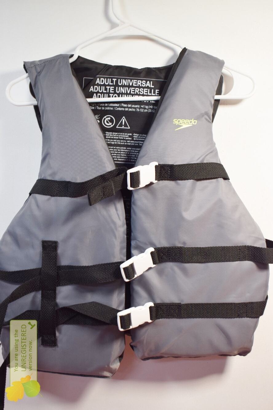 Speedo Adult Basic Life Jacket Vest Light Gray/Black 90+lbs